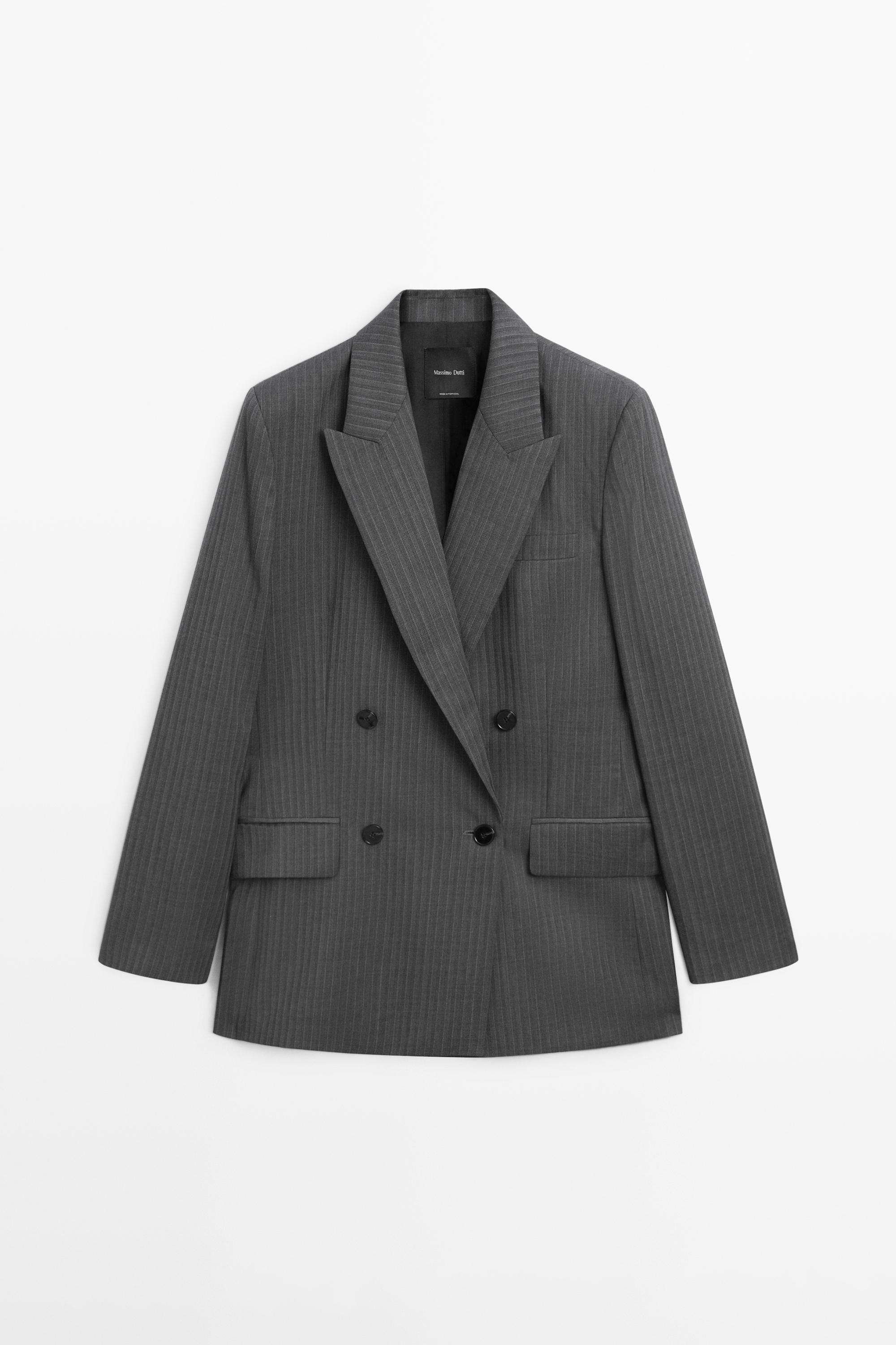 Pinstripe cool wool blend suit blazer